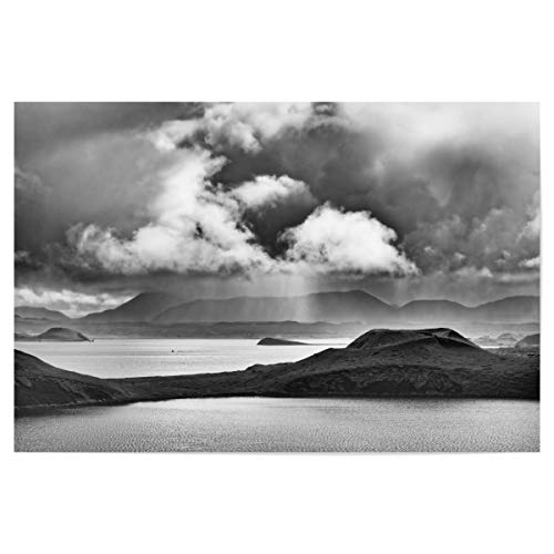 artboxONE Poster 45x30 cm Natur Island - Sonne und Regen am See - Bild wetterwechsel Hintergrund Kontrast von artboxONE
