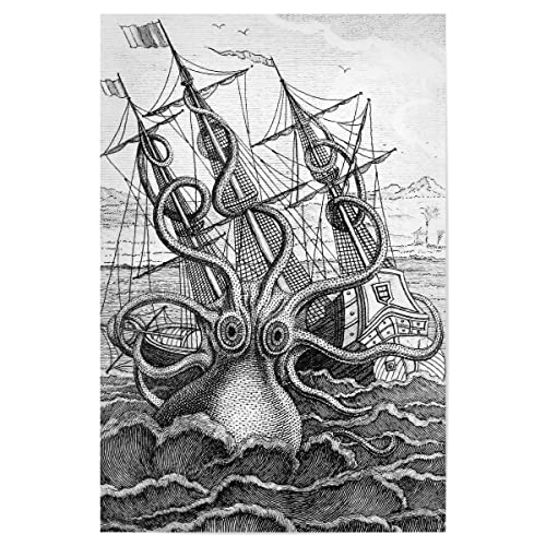 artboxONE Poster 45x30 cm Natur Krake entfesselt hochwertiger Design Kunstdruck - Bild seeungeheuer Kraken oktopus von artboxONE