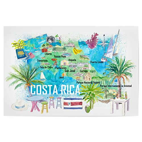 artboxONE Poster 45x30 cm Reise Costa Rica Illustrated Travel Map - Bild Costa rica Costa rica einladung von artboxONE