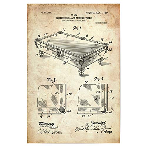 artboxONE Poster 45x30 cm Sport Billardtisch Patent (Antik) - Bild Billard billardtisch Blaupause von artboxONE