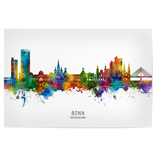 artboxONE Poster 45x30 cm Städte Bonn Germany Skyline txt hochwertiger Design Kunstdruck - Bild bonn bunt City von artboxONE