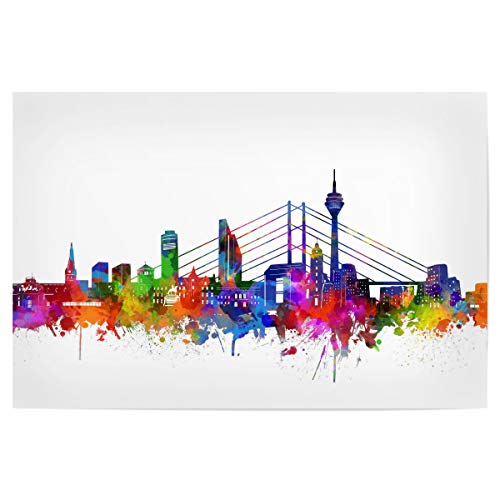 artboxONE Poster 45x30 cm Städte Düsseldorf Skyline Watercolor - Bild düsseldorf Germany Skyline von artboxONE