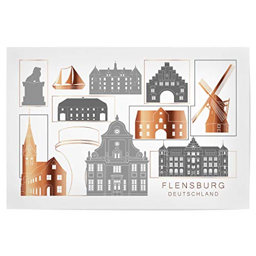 artboxONE Poster 45x30 cm Städte Flensburg Skyline Copper - Bild flensburg Architektur Buildings von artboxONE