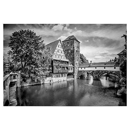 artboxONE Poster 45x30 cm Städte NÜRNBERG Blick von der Maxbrücke zum Henkersteg - Bild alt altstadt Architektur von artboxONE