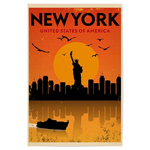 artboxONE Poster 45x30 cm Städte Retro New York hochwertiger Design Kunstdruck - Bild Retro Design New von artboxONE