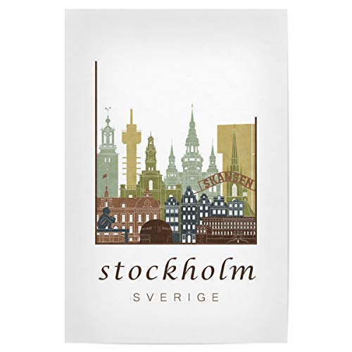 artboxONE Poster 45x30 cm Städte Stockholm Skyline Light Brown - Bild Stockholm Architektur Buildings von artboxONE