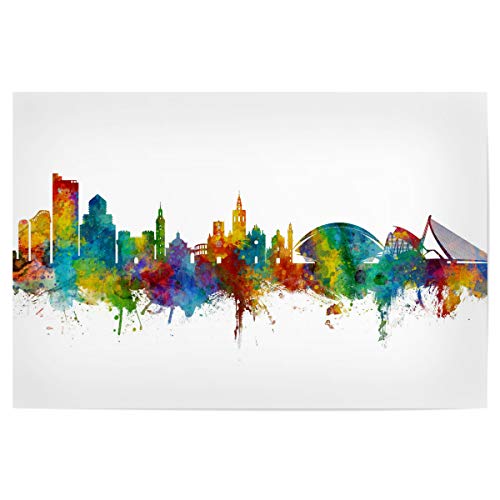 artboxONE Poster 45x30 cm Städte Valencia Spain Skyline - Bild Valencia Painting Skyline von artboxONE