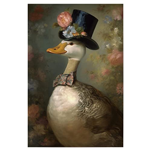 artboxONE Poster 45x30 cm Tiere Gentleman Gans mit Blumen - Bild Gans Bauernhof bauernhofvogel von artboxONE