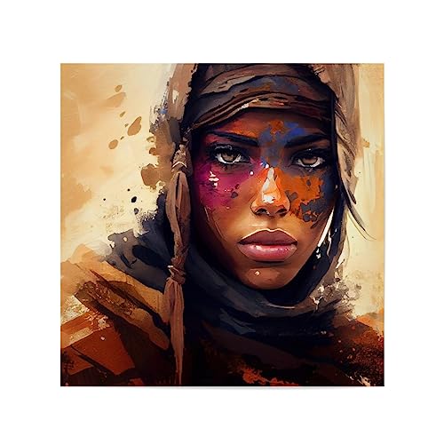 artboxONE Poster 50x50 cm Menschen Mächtige Tuareg-Frau B hochwertiger Design Kunstdruck - Bild aquarell feminin Frau von artboxONE