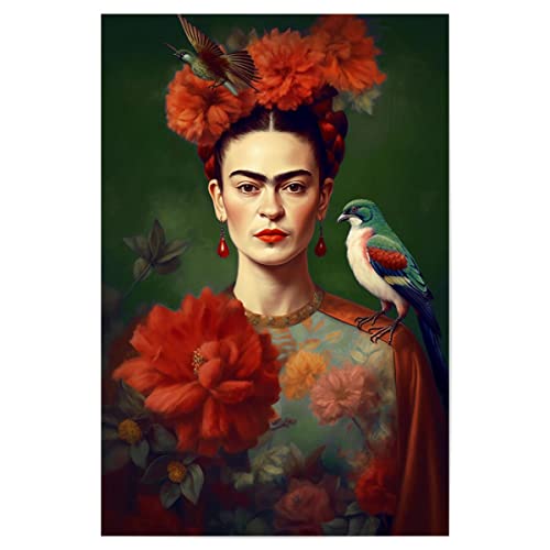 artboxONE Poster 60x40 cm Abstrakt Frida Kahlo Art hochwertiger Design Kunstdruck - Bild Frida Kahlo Boho Flowers von artboxONE