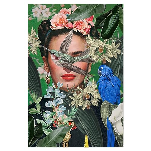 artboxONE Poster 60x40 cm Floral Frida Collage Art - Bild Frida Kahlo botanisch Collage von artboxONE
