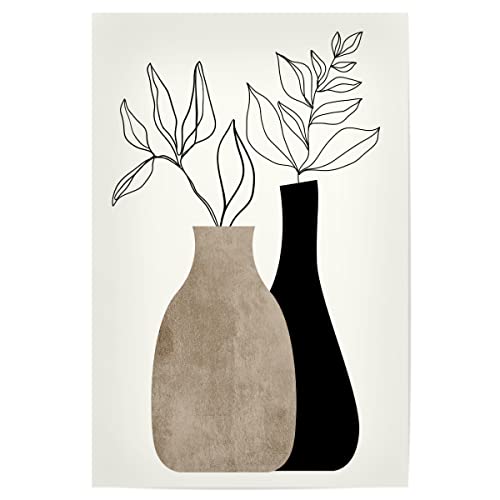 artboxONE Poster 60x40 cm Floral Gris En Gris hochwertiger Design Kunstdruck - Bild vase abstrakt Blumen von artboxONE