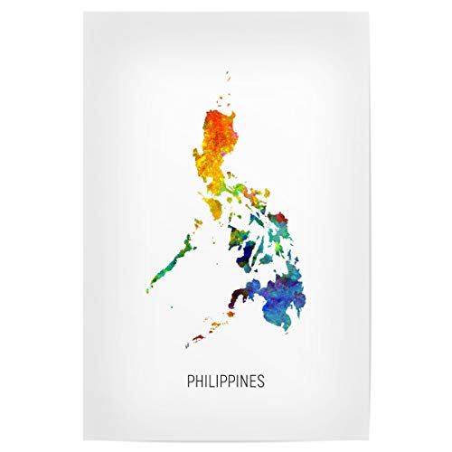 artboxONE Poster 60x40 cm Kartografie Philippines Watercolor Map - Bild Philippines Painting Philippines von artboxONE