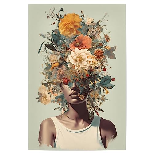 artboxONE Poster 60x40 cm Natur Frau Blumenkopf - Bild wandbild ago Art Print Blumen Frau gemälde blumenkopf von artboxONE