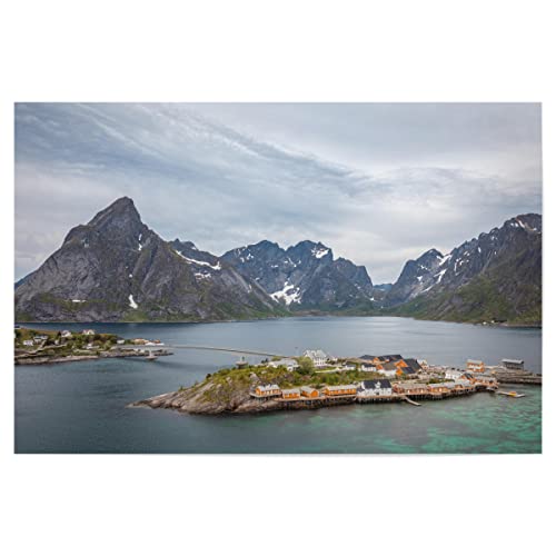 artboxONE Poster 60x40 cm Natur Inselwelt Norwegen - Bild lofoten bootshäuser fischerdorf von artboxONE