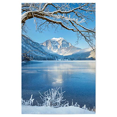 artboxONE Poster 60x40 cm Natur Langbathsee in Winterstimmung hochwertiger Design Kunstdruck - Bild Winter Berg EIS von artboxONE