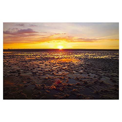 artboxONE Poster 60x40 cm Natur Sunset at Borkum hochwertiger Design Kunstdruck - Bild borkum Deutschland Friesland von artboxONE