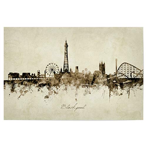 artboxONE Poster 60x40 cm Städte Blackpool England Skyline Sepia - Bild Blackpool Cityscape England von artboxONE