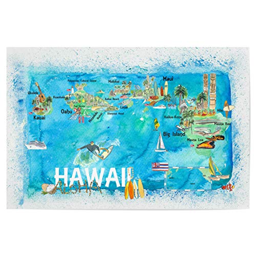 artboxONE Poster 60x40 cm Städte Hawaii USA Illustrated Map - Bild Hawaii Big Island Hawaii von artboxONE