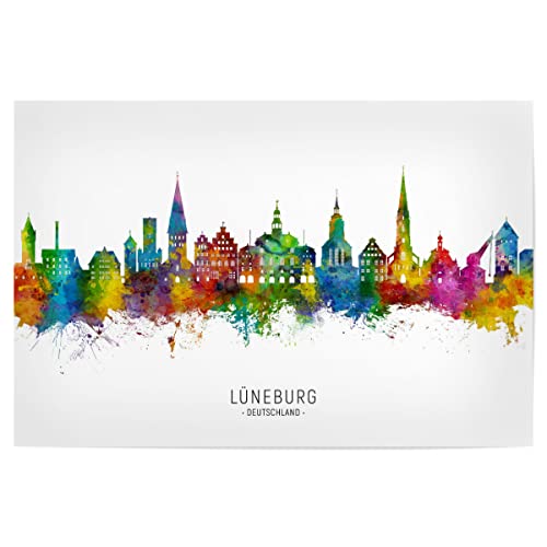 artboxONE Poster 60x40 cm Städte Lüneburg Deutschland Skyline txt - Bild lüneburg Deutschland lüneburg von artboxONE