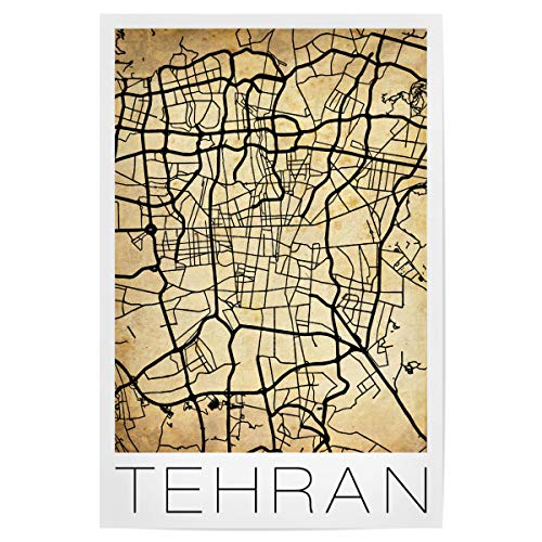 artboxONE Poster 60x40 cm Städte Retro Map Tehran Iran Sepia hochwertiger Design Kunstdruck - Bild Retro map Retro von artboxONE