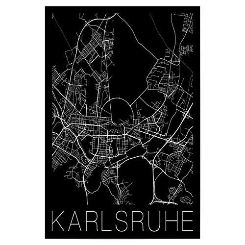 artboxONE Poster 60x40 cm Städte Retro Map of Karlsruhe Germany - Bild Retro Karlsruhe Map von artboxONE