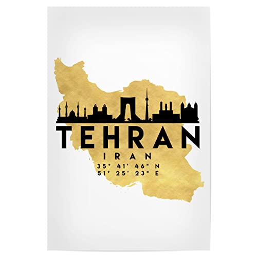 artboxONE Poster 60x40 cm Städte TEHRAN Iran Street MAP Art 2" - Bild tehran Coordinates Downtown von artboxONE