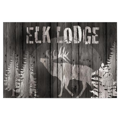 artboxONE Poster 60x40 cm Tiere Elch Lodge hochwertiger Design Kunstdruck - Bild Holz Chalet Country von artboxONE