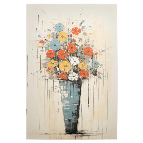 artboxONE Poster 75x50 cm Floral Gemälde Einer Vase mit Blumen - Bild abstrakt Blume Farbe von artboxONE