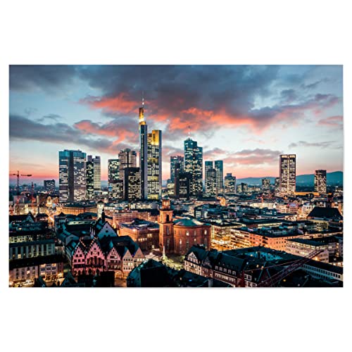 artboxONE Poster 75x50 cm Frankfurt Städte Frankfurt am Main Abendskyline - Bild Frankfurt am Main City Deutschland von artboxONE