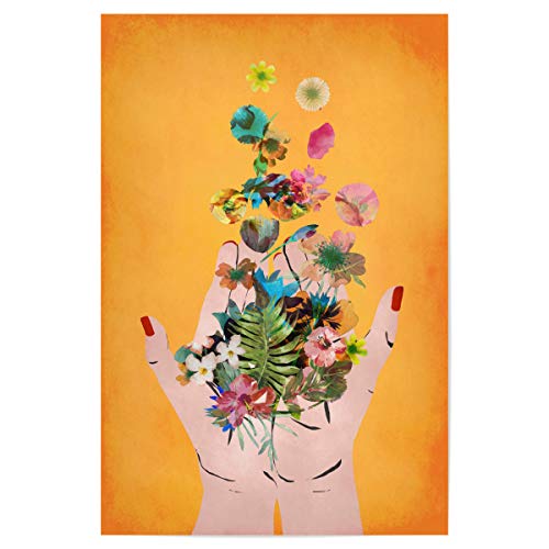 artboxONE Poster 75x50 cm Menschen Frida`s Hands (orange) - Bild Frida Blumen dekorativ von artboxONE