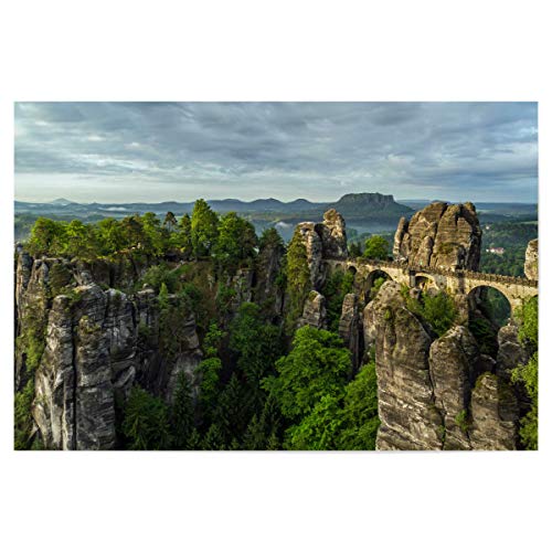 artboxONE Poster 75x50 cm Natur Die Bastei hochwertiger Design Kunstdruck - Bild Natur Basteibrücke Baum von artboxONE