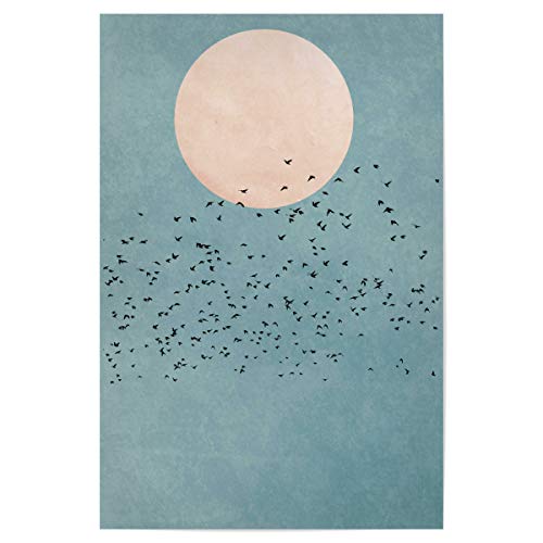 artboxONE Poster 75x50 cm Natur Fly Away into The Sun hochwertiger Design Kunstdruck - Bild Vogel Bird fliegen von artboxONE