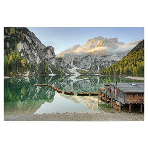 artboxONE Poster 75x50 cm Natur Pragser Wildsee in Südtirol - Bild südtirol Alto Adige Berge von artboxONE