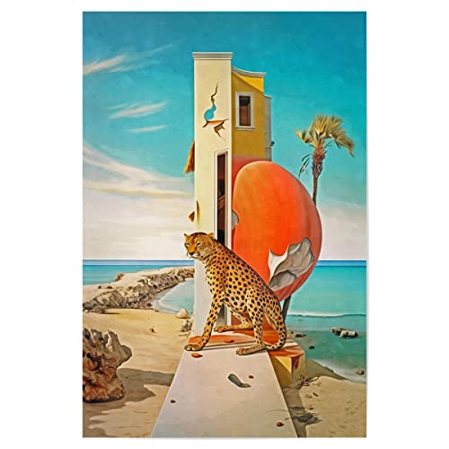 artboxONE Poster 75x50 cm Natur SURREALISMUS-Gepard AN DER Wand - Bild surrealismus Gepard Haus von artboxONE