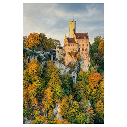 artboxONE Poster 75x50 cm Natur Schloss Lichtenstein bei Honau - Bild Schloss Burg Herbst von artboxONE