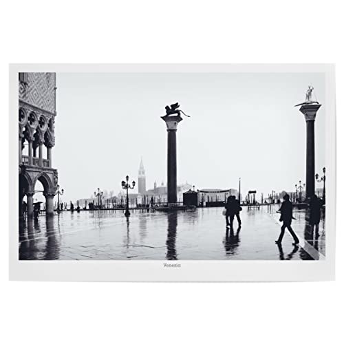 artboxONE Poster 75x50 cm Reise Venedig in Schwarz-Weiß hochwertiger Design Kunstdruck - Bild venedig alt Italia von artboxONE