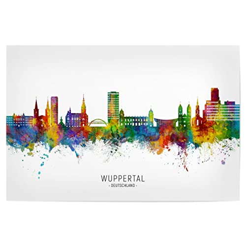 artboxONE Poster 75x50 cm Städte Wuppertal Germany Skyline txt - Bild Wuppertal Cityscape Deutschland von artboxONE