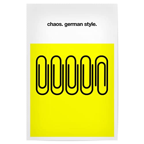 artboxONE Poster 75x50 cm Statements & Quotes Typografie German Chaos - Bild Typografie büroklammern Chaos von artboxONE