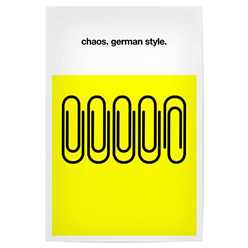 artboxONE Poster 75x50 cm Statements & Quotes Typografie German Chaos - Bild Typografie büroklammern Chaos von artboxONE
