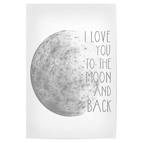 artboxONE Poster 75x50 cm Typografie I Love You to The Moon and Back - Bild Liebe mond Typo von artboxONE