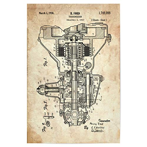 artboxONE Poster 90x60 cm Automobile Auto Getriebe Patent (Antik) - Bild Retro Automobil Fahren von artboxONE