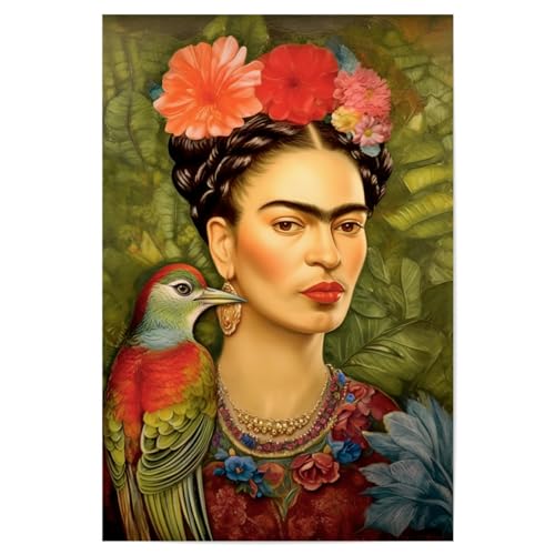 artboxONE Poster 90x60 cm Floral Frida - Bild Bild Frida Kahlo Bild Frida Kahlo Boho von artboxONE