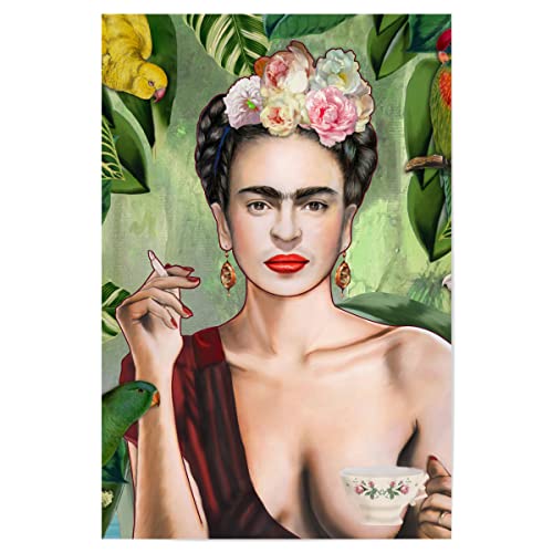 artboxONE Poster 90x60 cm Frida Kahlo Menschen Frida Con Amigos - Bild Frida Kahlo Dschungel Frau von artboxONE