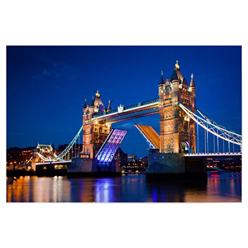 artboxONE Poster 90x60 cm London Städte/London Tower Bridge in London, The UK at Night - Bild Turm Turm Abend von artboxONE