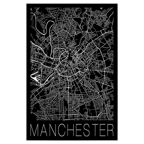 artboxONE Poster 90x60 cm Manchester Städte Retro Map of Manchester England - Bild Retro Great Britain Großbritannien von artboxONE