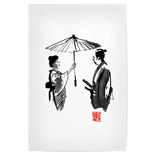 artboxONE Poster 90x60 cm Menschen Umbrella Protection hochwertiger Design Kunstdruck - Bild Umbrella Japan Menschen von artboxONE