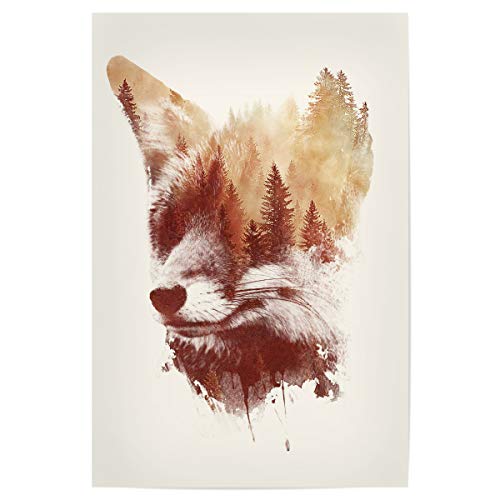 artboxONE Poster 90x60 cm Natur Blind Fox hochwertiger Design Kunstdruck - Bild Fox Forest Fox von artboxONE