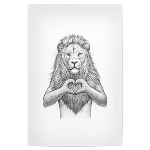 artboxONE Poster 90x60 cm Natur Lion with Heart hochwertiger Design Kunstdruck - Bild löwe Herz könig von artboxONE