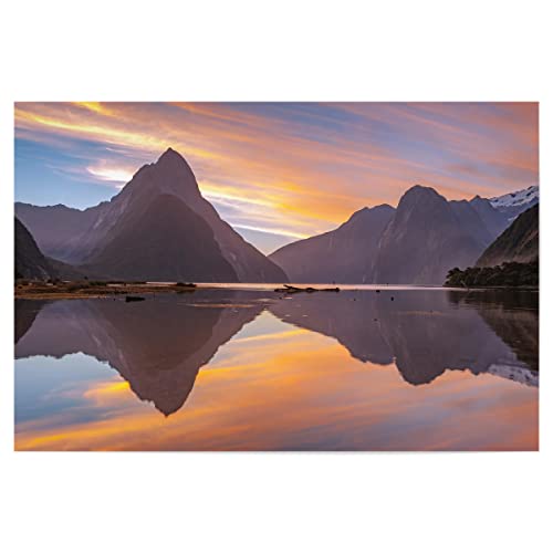 artboxONE Poster 90x60 cm Natur Natur Berge im Abendlicht hochwertiger Design Kunstdruck - Bild Berge Himmel Lake von artboxONE